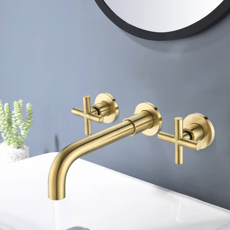 Topcraft Wall Mount Classic Cross Handle Bathroom Faucet