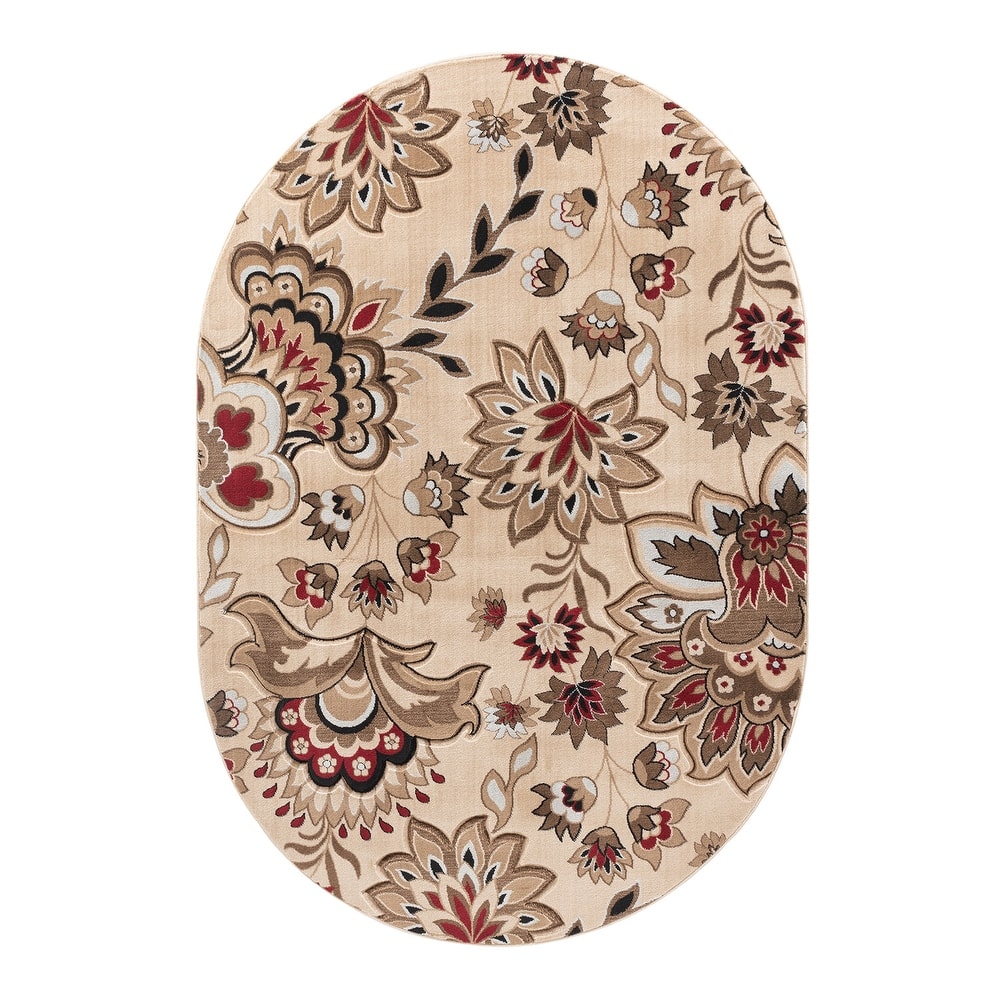 Glamour Collection Floral Area Rug