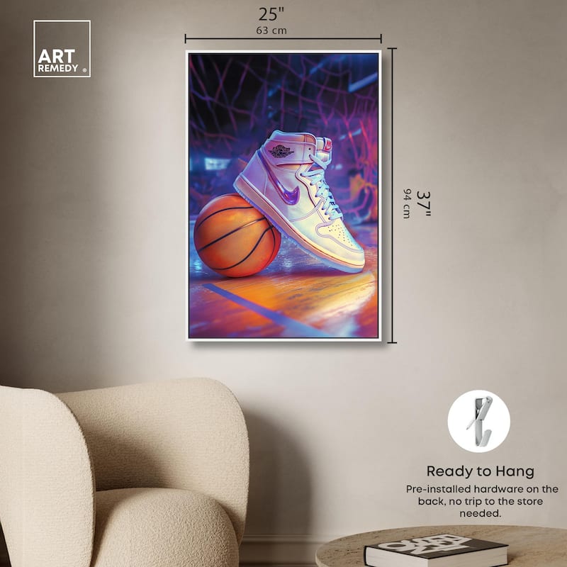 Neon Basketball Court Canvas by Art Remedy
