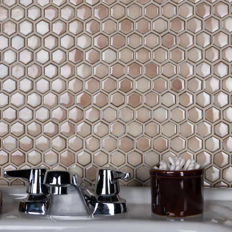Merola Tile Hudson 1" Hex Truffle 11-7/8" x 13-1/4" Porcelain Floor and Wall Tile