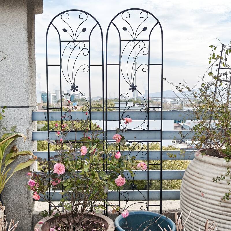 4 Pack Metal Garden Trellis 86.7" x 19.7" Rustproof Trellis for Climbing Plants Outdoor Flower Support Peacock Style