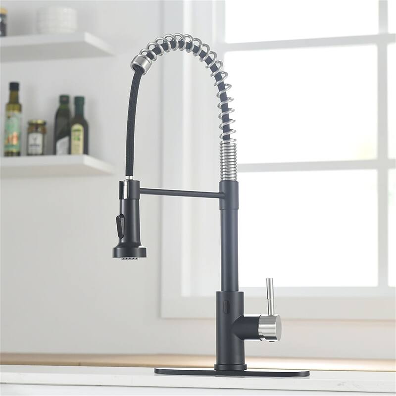 Commercial Touchless Kitchen Sink Faucet With Pull Down Sprayer Modern Single Handle Spring Sensor Basin Taps