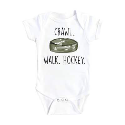 Hockey Crawl Walk - Baby Boy Girl Clothes Infant Bodysuit Funny Cute Newborn