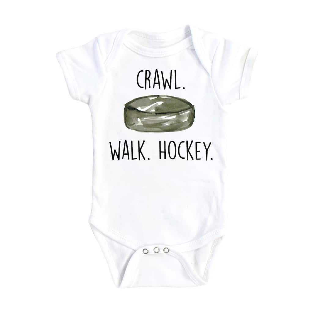 Hockey Crawl Walk - Baby Boy Girl Clothes Infant Bodysuit Funny Cute Newborn