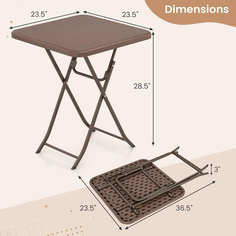 23.5" Square Folding Table HDPE Foldable Patio Bistro Table
