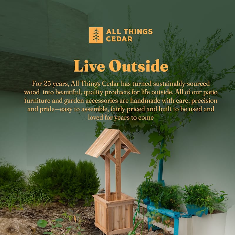 All Things Cedar 4-Ft Outdoor Wishing Well Planter Box for Flowers and Plants - 21