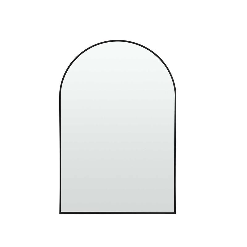 HomeRoots 39" Black Arch Metal Framed Bathroom Vanity Mirror - 27.70 in. x 39.30 in. x 2.94 in.