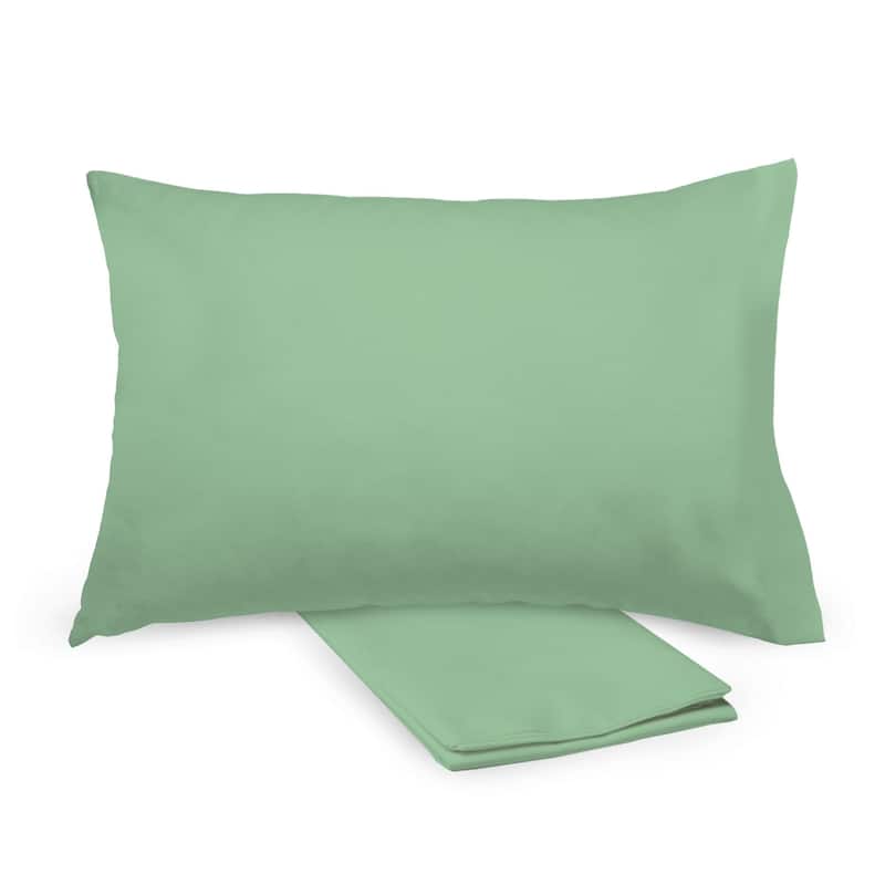 BreathableBaby Cotton Percale Pillowcase, For 13" x 18"/33 x 46 cm Toddler Pillow, Solids (2-Pack) - Green