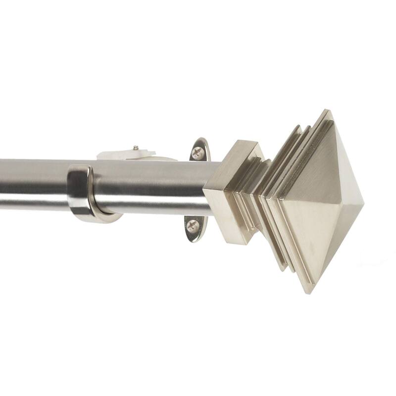 Deco Window 1 Inch Adjustable Curtain Rod for Windows & Doors Curtains with Square Finials & Brackets Set