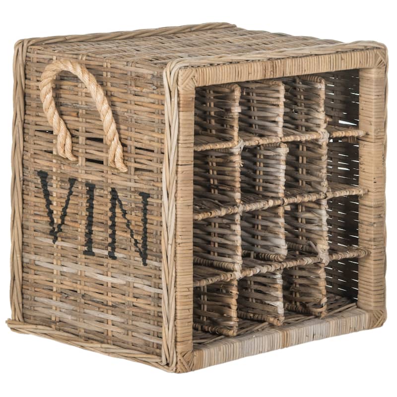 SAFAVIEH Aziza Natural 16-Bottle Wicker Storage Wine Rack