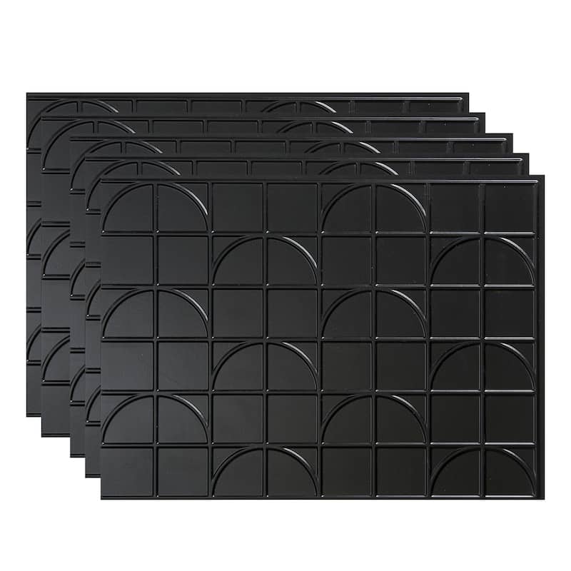 FASÄDE Crescent Decorative Vinyl Backsplash Panel - 5 Pack - Matte Black
