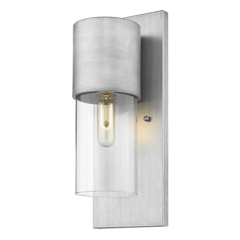 Modern Outdoor Wall Sconce with Clear Glass Shade and Wet Rated Flush Mount Light Fixture E26 Base - 16"H x 6.25"W x 5.75"D