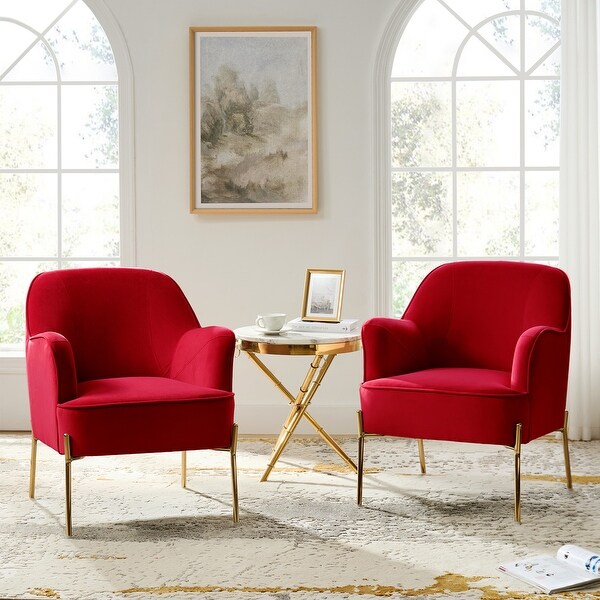 Nora Velvet Button Tufted Accent Chair, Polished Gold - Bed Bath