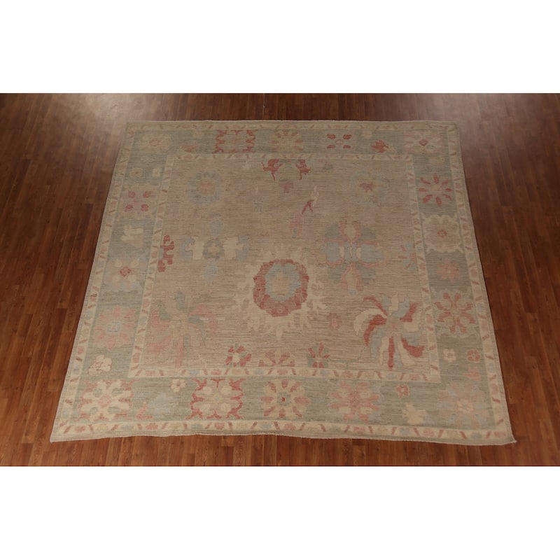 Vegetable Dye Oushak Turkish Square Area Rug Handmade Wool Carpet - 10'1"x 9'8"