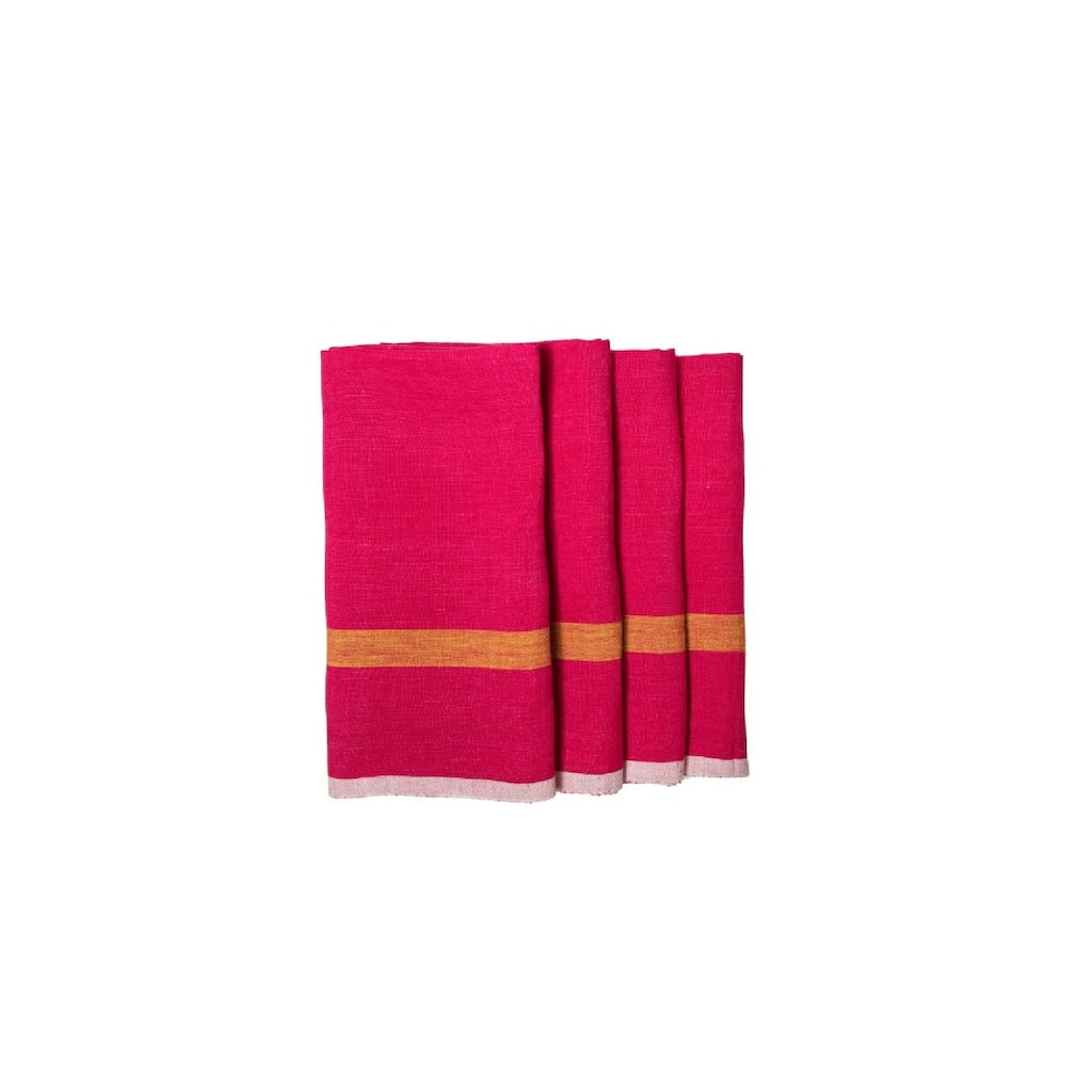 Laundered Linen Pink/Lime Napkins 20x20 - Set of 4