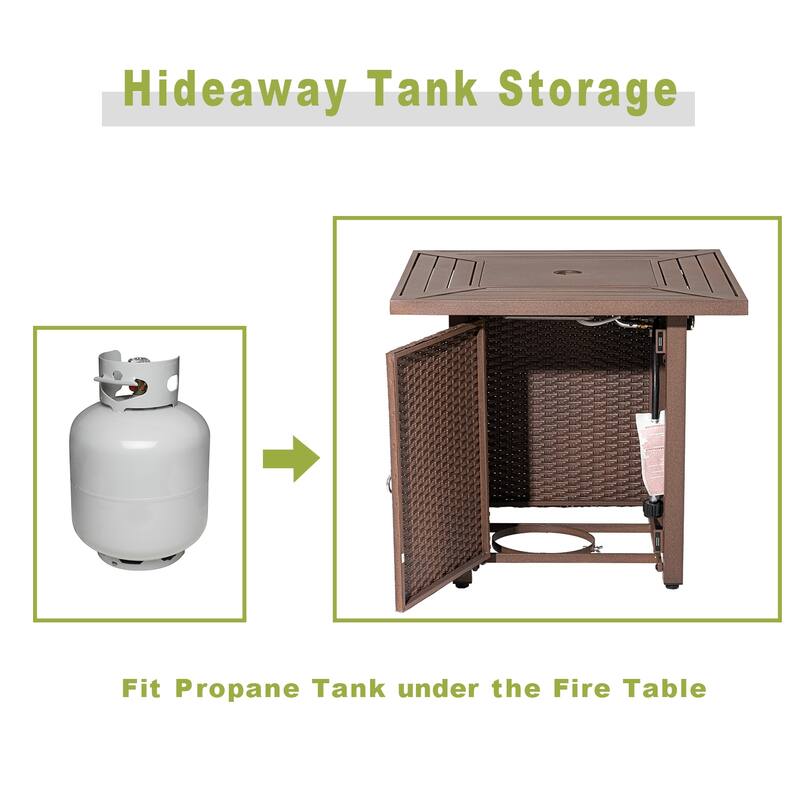 COSIEST 4-Piece Outdoor Patio Funiture Wicker Setional Set with Metal Fire Table