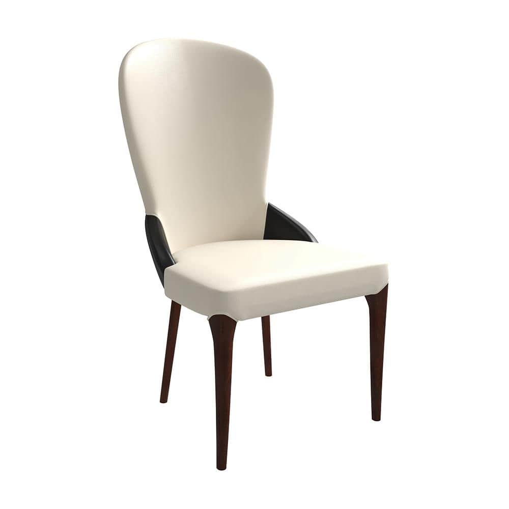 Havana Modern Leather Two-Tone Color Dining Chair with Solid Wood Frame, Ruberwood Legs, and Water Resistant Accent Chair