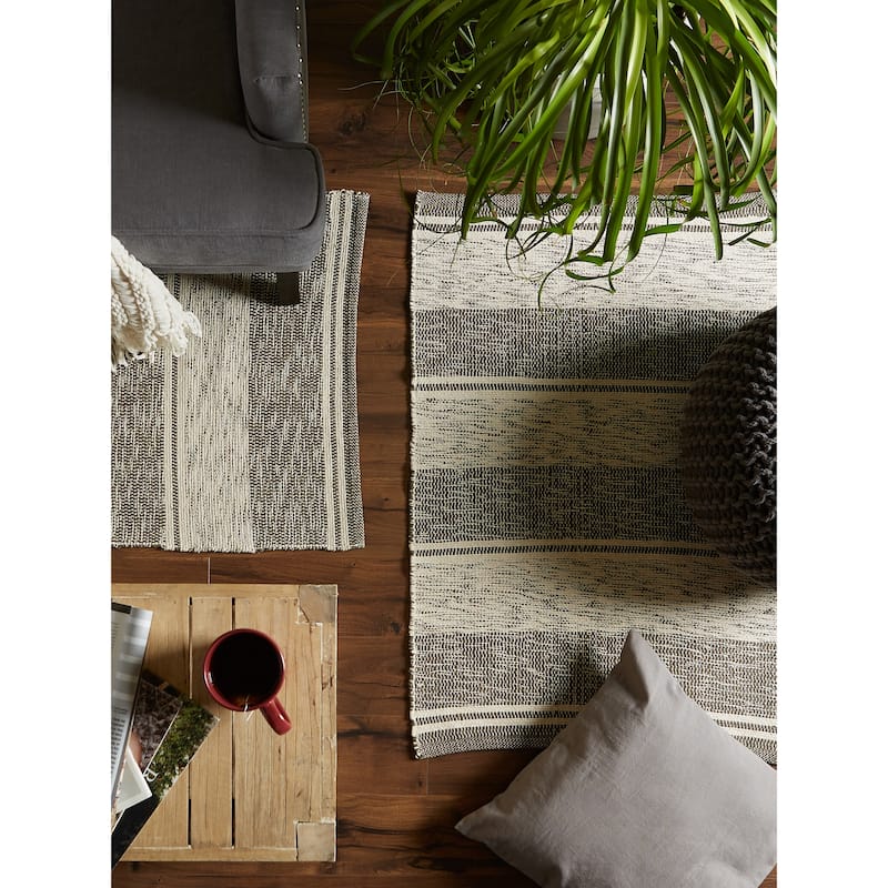 DII French Blue Variegated Plaid Recycled Yarn Rug (Set of 2) - Big
