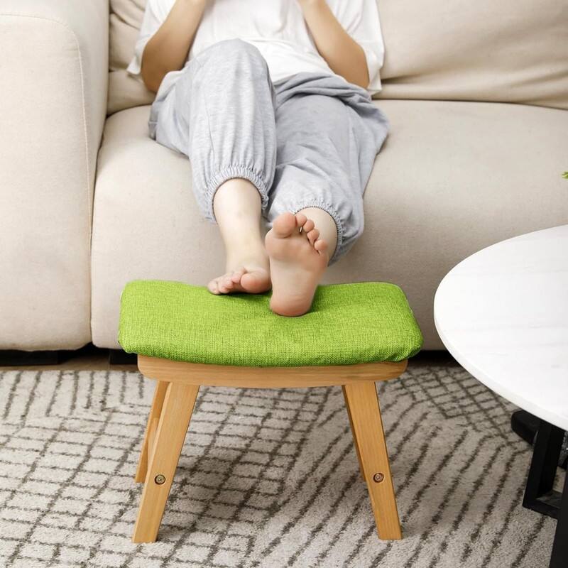 Small Foot Stools (Wood Legsr) - Green