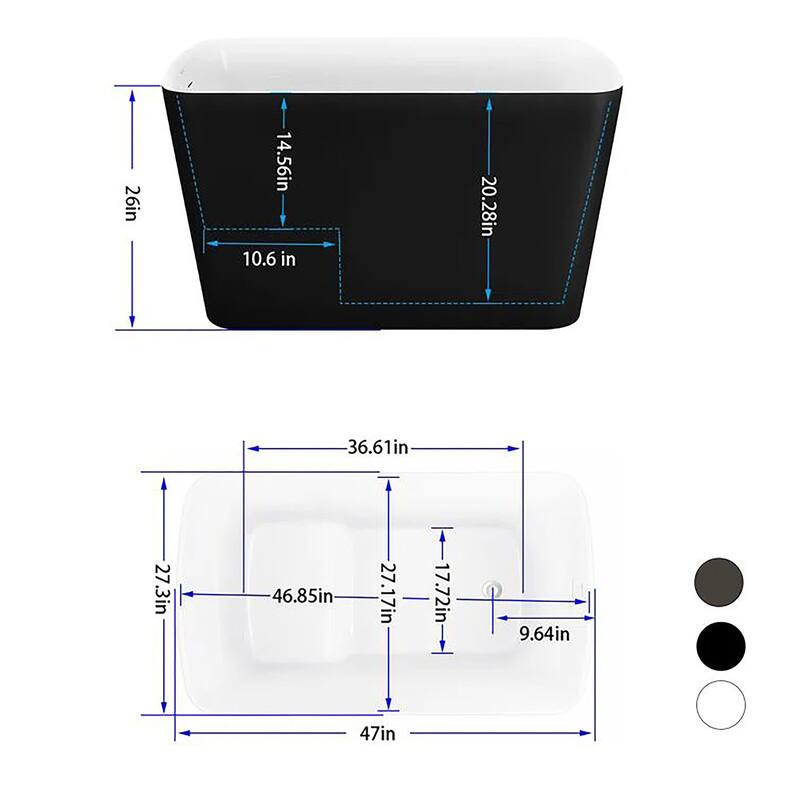 GIVINGTREE 47" L x 27"W Freestanding Soaking Acrylic Bathtub