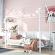 preview thumbnail 16 of 40, Twin Size Metal House Bed for Kids, Floor Bed Frame with Slats
