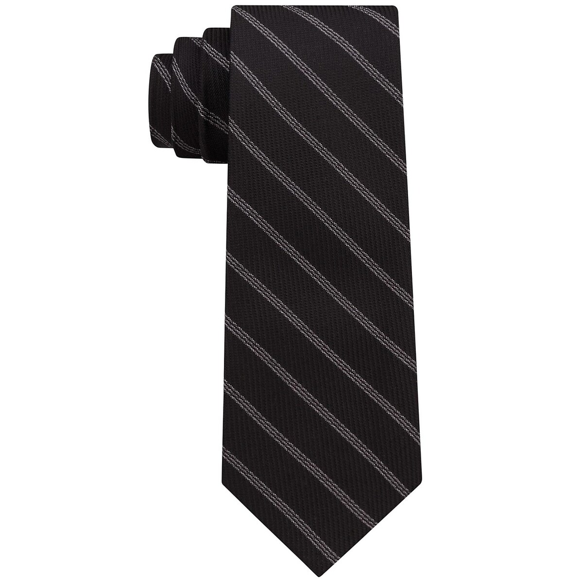 Dkny Men S Level Woven Stripe Slim Silk Tie Black Necktie Silver Striped On Sale Overstock 28185126