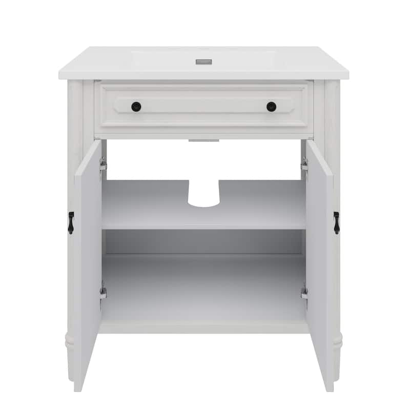 Christopher Knight Home - Marseille 31" Vintage Bathroom Vanity with Sink, Antique Cabinet with Classic Bathroom Storage