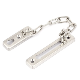 Home Security Stainless Steel Door Chain Bolt Lock Silver Tone - - 17587217