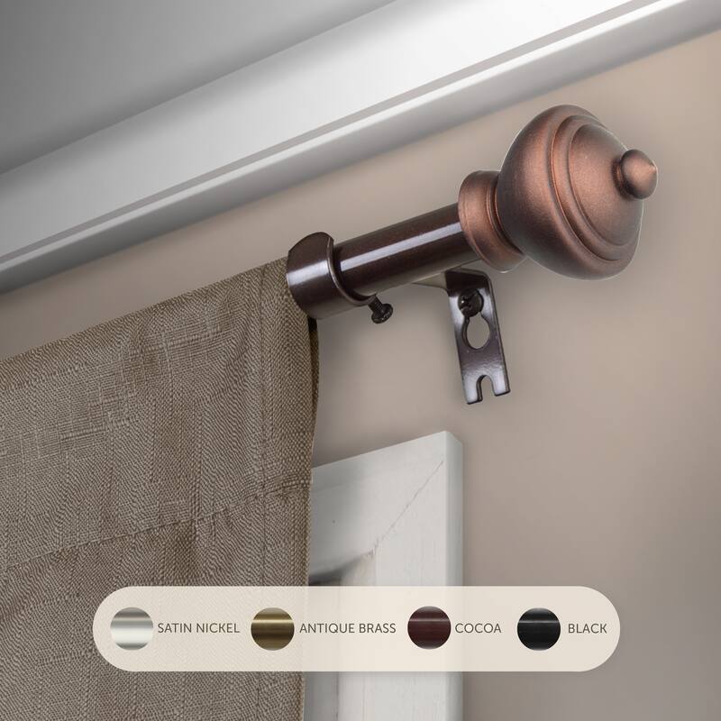 InStyleDesign Meadow Adjustable Curtain Rod - 28 to 48 inches - Cocoa