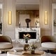 preview thumbnail 19 of 34, KAYLA 1-Light Gold LED Wall Sconce, Natural Alabaster Wall Sconce,Outdoor Sconce Rectangular Bedside Wall Lighting