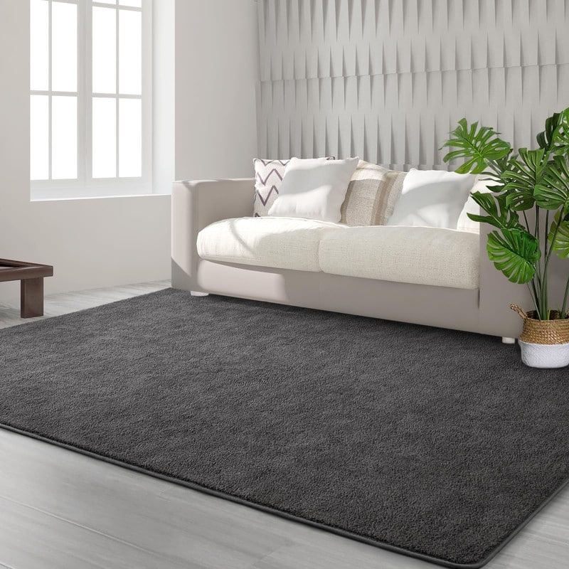 Area Rugs, Dark Grey Super Soft Comfy Thickened Memory-Foam Indoor Carpets