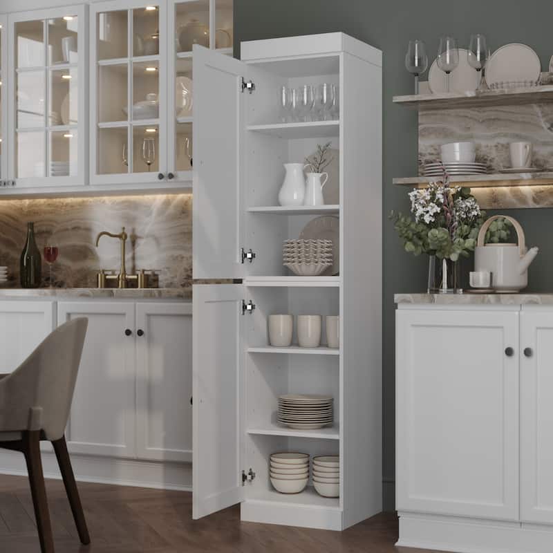 Palace Imports 100% Solid Wood 16.5" Kitchen Pantry Cabinet with Shaker Doors and Adjustable Shelves