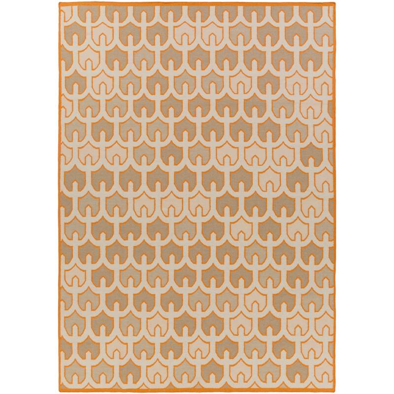 Hand-woven Brett Reversible Wool Area Rug - 8' x 11' - Orange