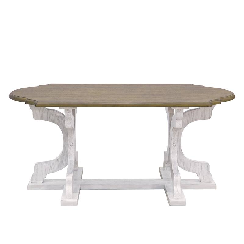 GALANO Doynton 39.4 in. Oval Solid Wood Top Coffee Table
