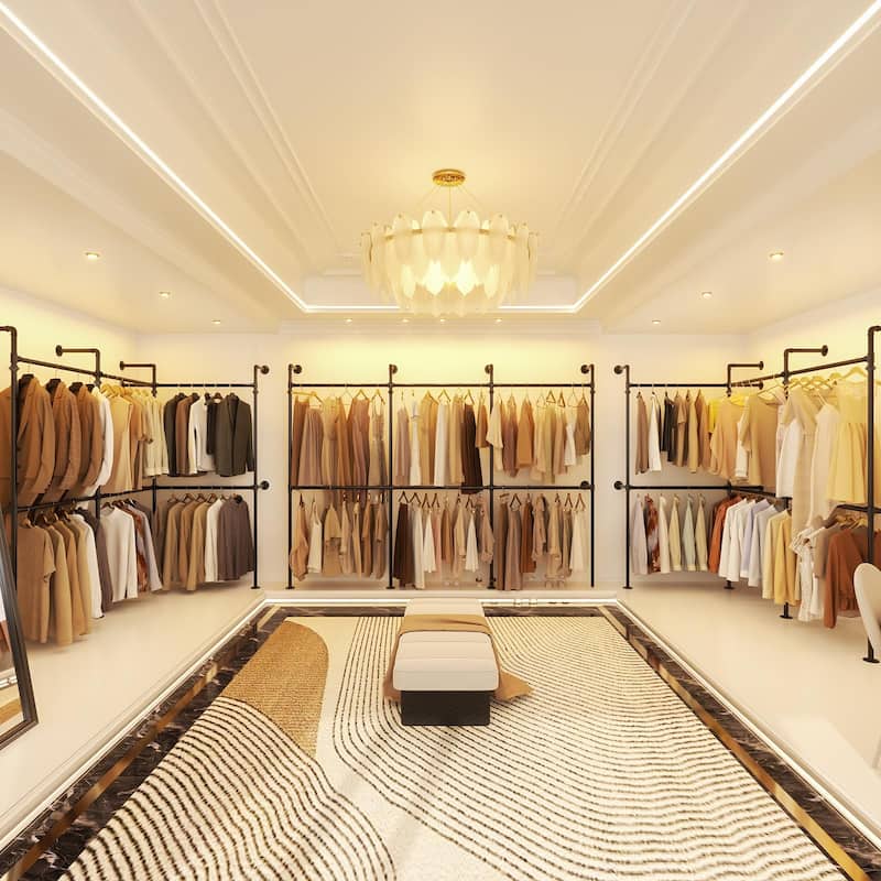 38- 153 Wide Heavy-Duty Wall-Mounted Garment Rack, Pipe Clothes Hanging Rods Closet System