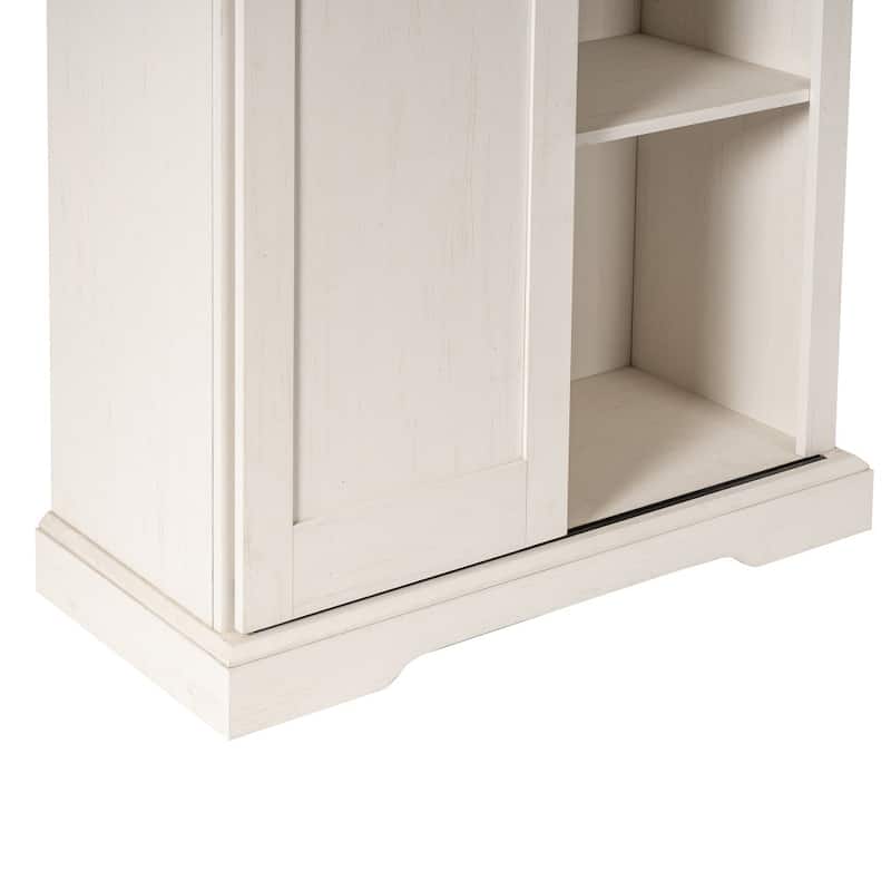 Farmhouse Storage Cabinet with Adjustable Shelves and Sliding Barn Door - 16.75"D x 36.25"W x 68"H