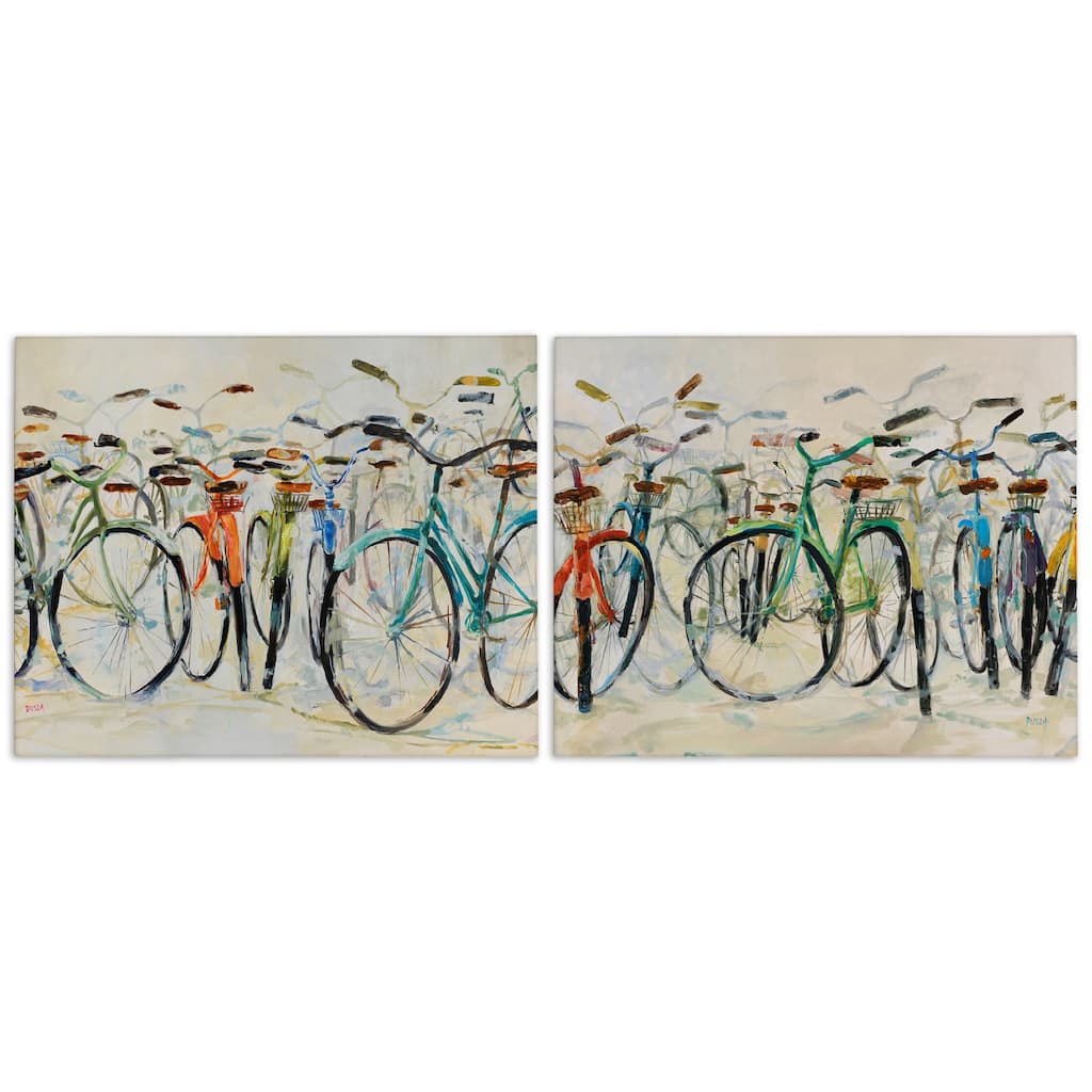Stupell Dynamic Bicycles on Beige Canvas Wall Art Design By Dusza (Set of 2)
