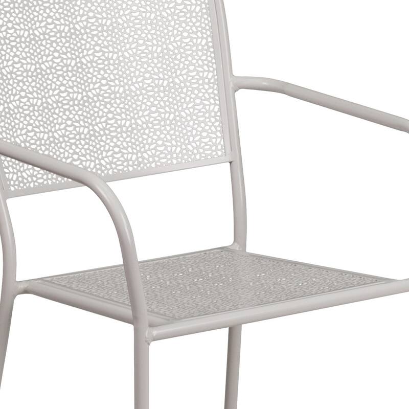 Indoor-Outdoor Steel Patio Arm Chair with Square Back