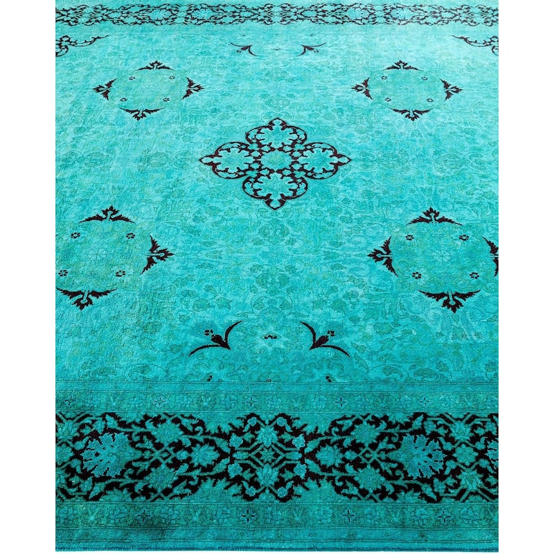 Fine Vibrance, One-of-a-Kind Hand-Knotted Area Rug - Green, 6' 1" x 9' 0" - 6' 1" x 9' 0"