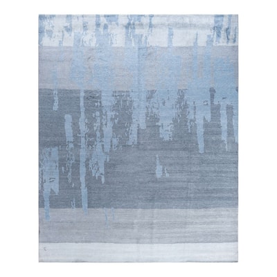 Modern One-of-a-Kind Handmade Area Rug - Gray, 8' 0" x 10' 0" - 8' 0" x 10' 0"