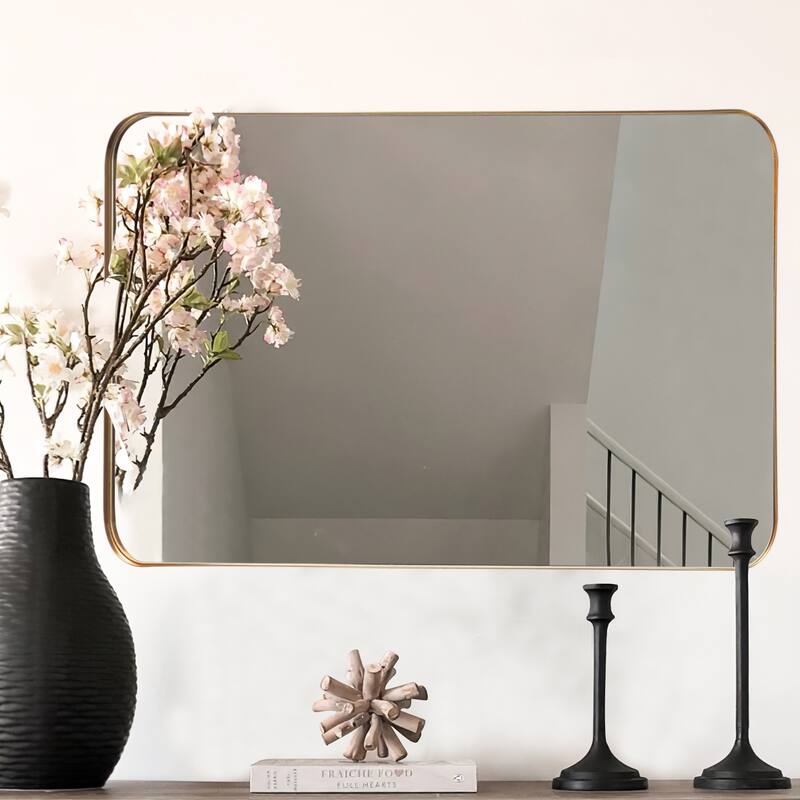 Modern Deep Rectangle Round Corner Wall Mirrors for Bathroom Mirror