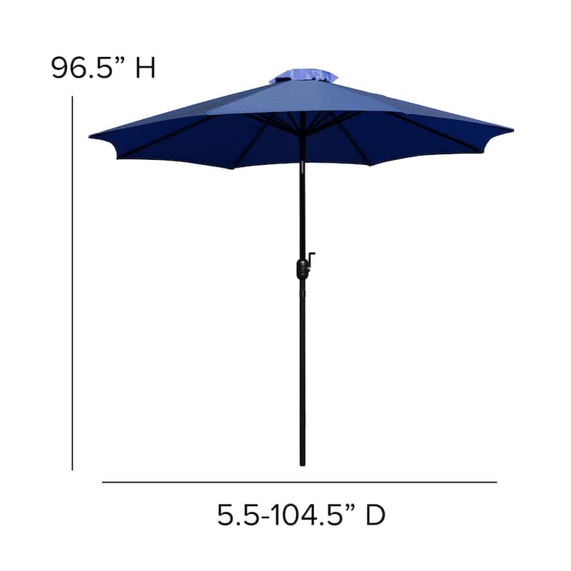 9 FT Round Umbrella - 1.5" Diameter Aluminum Pole - Crank and Tilt Function