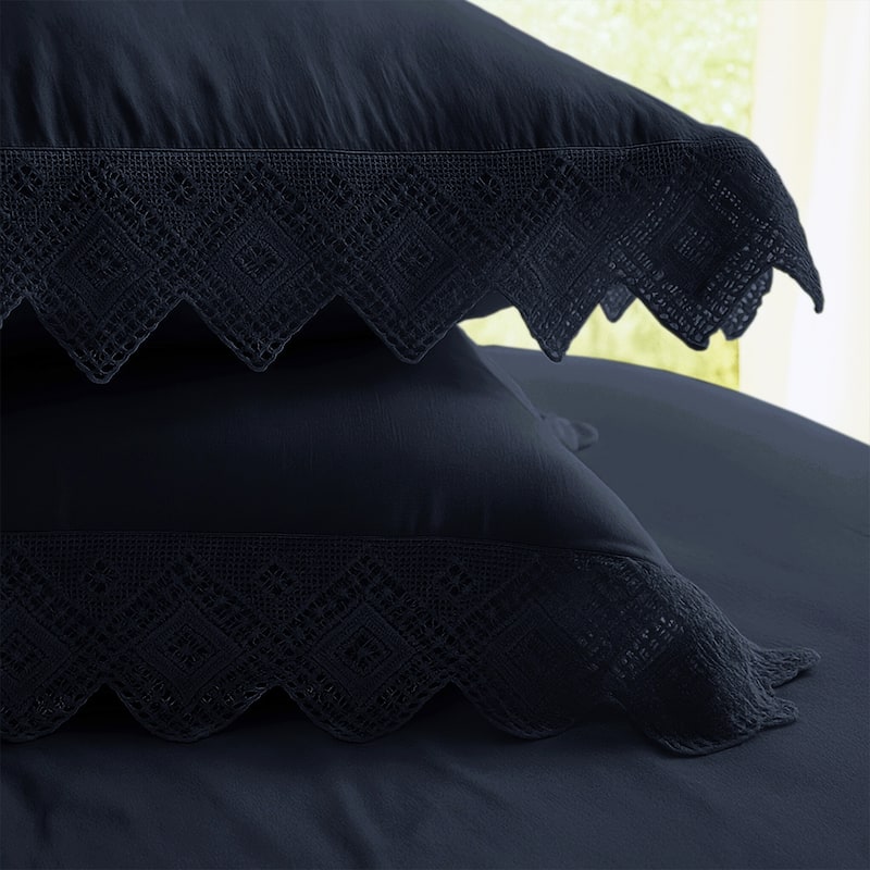 Elsie Lace True Navy 6 Piece Duvet Cover Set