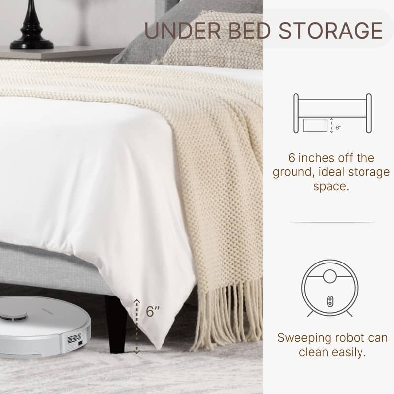 Eleanor Upholstered Platform Bed Frame with Vertical Stripe Headboard