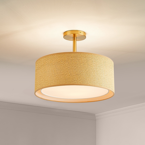 MLiAN 15.7 3 Light Rattan or Fabric Semi Flush Mount Ceiling Light N A On Sale Bed Bath Beyond 39718802