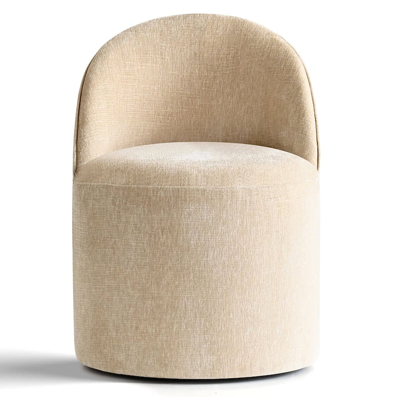 Upholstered Chenille Barrel Accent Chair with Castors(Set of 2)