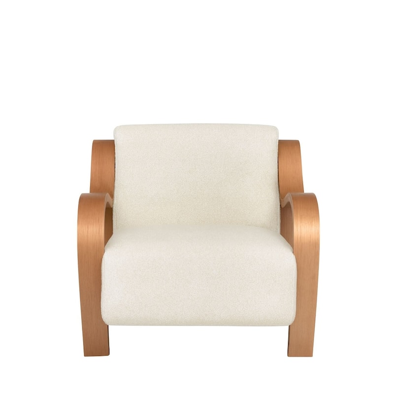 Curva Luxe Accent Chair Boucle Mid Century Modern Plush Seating Design - Natural