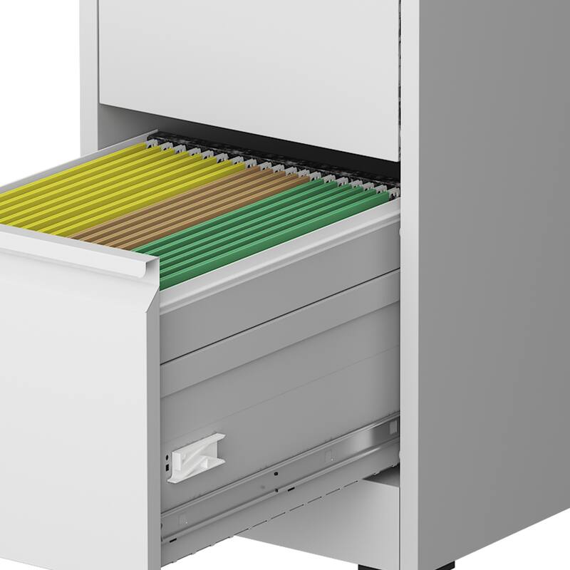 5 Drawer Metal Vertical File Cabinet with Wheels, Home Office Metal Storage Cabinet with Anti-Tilt & Locking Drawers
