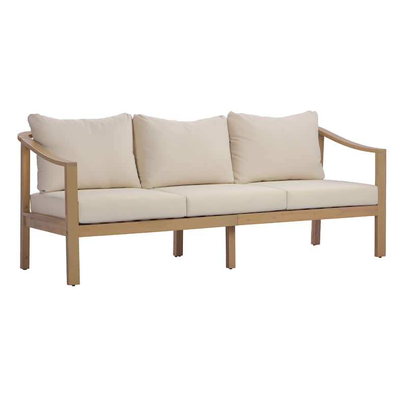 Christopher Knight Home - Modern 77.95" Wide Outdoor Patio Club Chair with Ergonomic Slatted Backrest & Soft Cushion