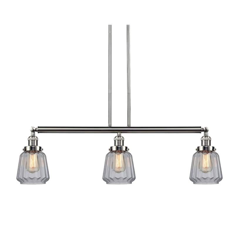 Innovations Lighting Chatham 3 Light 39" Wide Linear Chandelier - Brushed Satin Nickel / Clear